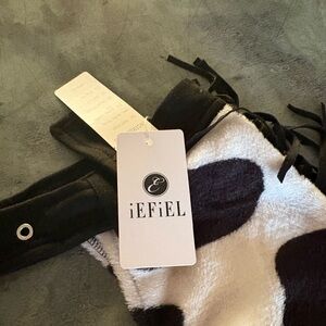 NWT, iEFiEL unisex cow print cowboy chaps, black and white cow-spot designs, L45